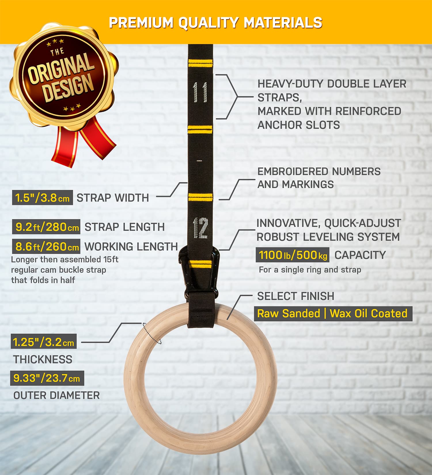 Gymnastic Rings And Straps 1.25″