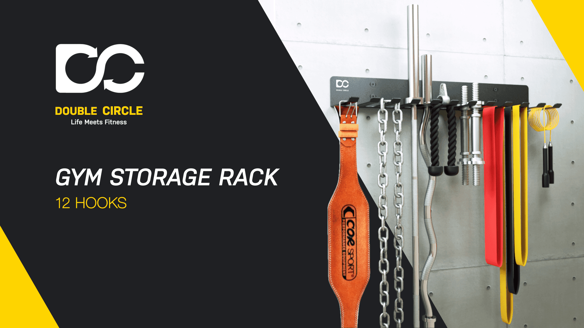 Gym Rack Organizer – 12 Hooks