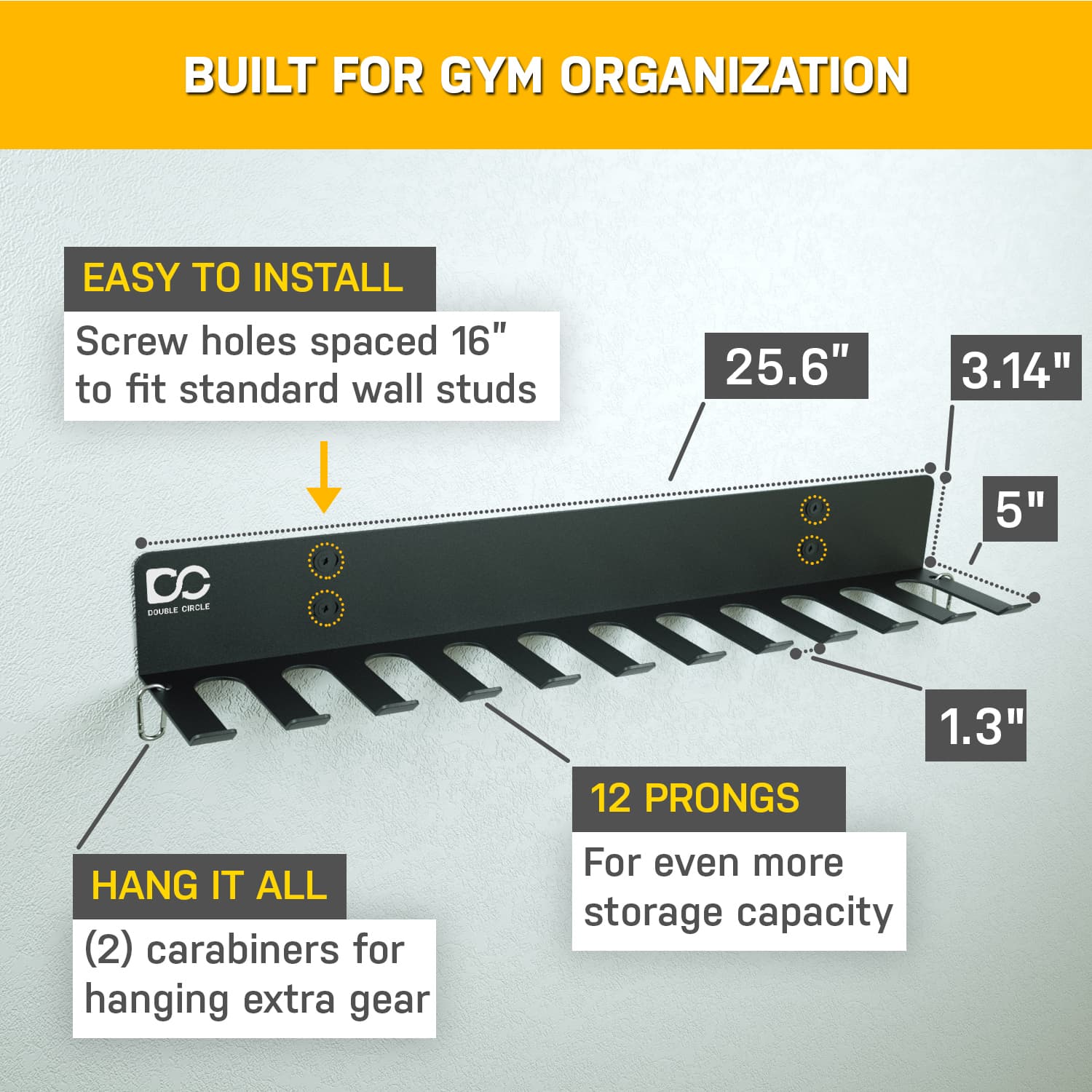 Gym Rack Organizer – 12 Hooks