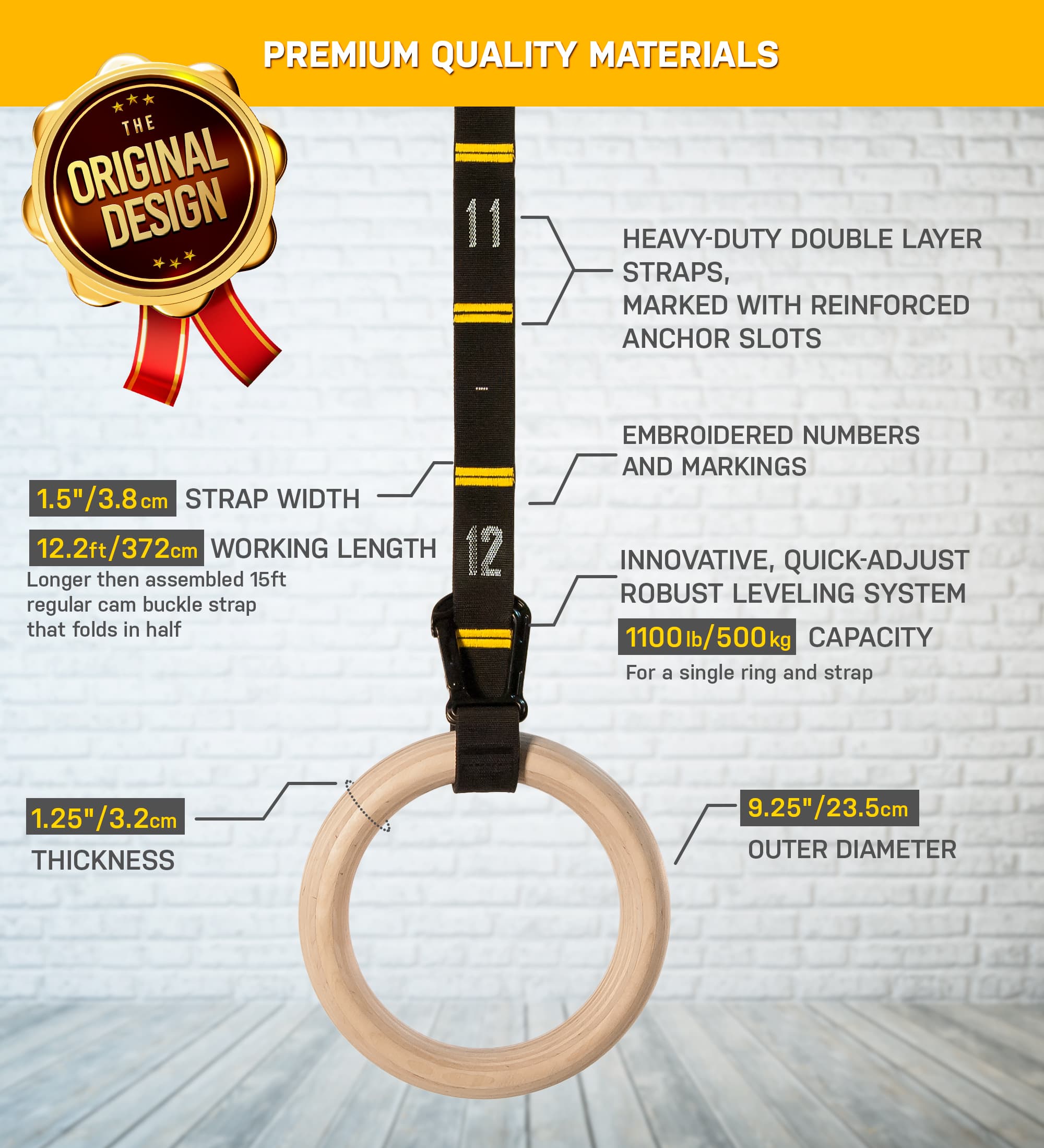 Gymnastic Rings And Straps  With Door Anchor and Leg Straps